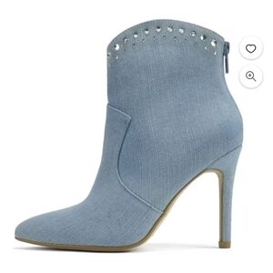 Soda Light Blue Denim Pointed Toe Stiletto Bootie with Rhinestones Size 8.5 NWT